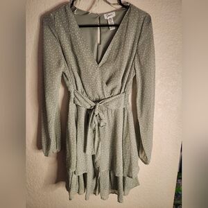 Japna Light Green and White Polka Dot Dress sz M